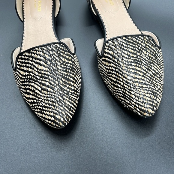 Isaac Mizrahi Size 10 NWOT Black and Tan Rattan Woven Slip-On Shoes - Picture 7 of 10